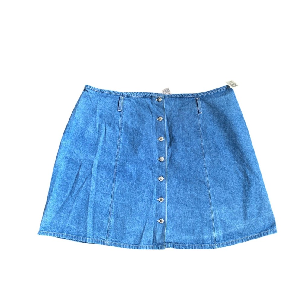 Vintage 1990s Denim Button Front Mini Jean Skirt 24W‎ NWT Western Hippie Cowgirl